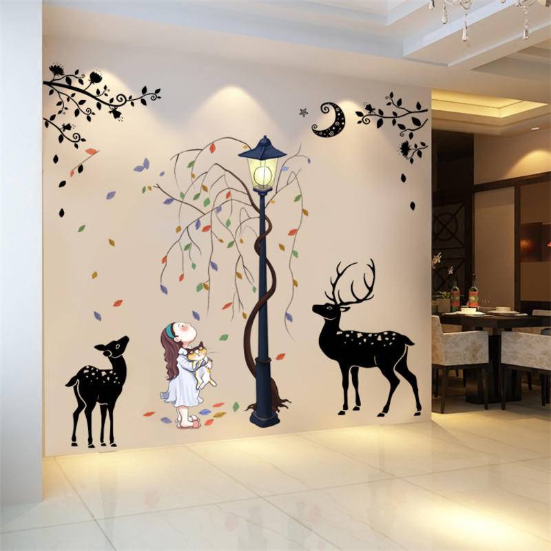 Free of charge, Nordic style wall sticker 110 * 185cm, creative and personalized room background wal