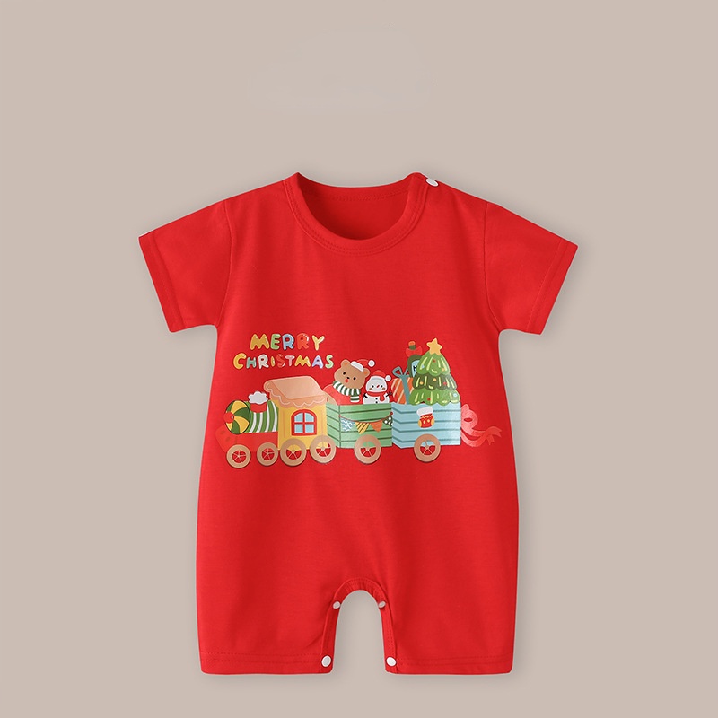 Áo Liền Quần Ngắn Tay Phong Cách Giáng Sinh Cho Bé Sơ Sinh 2477