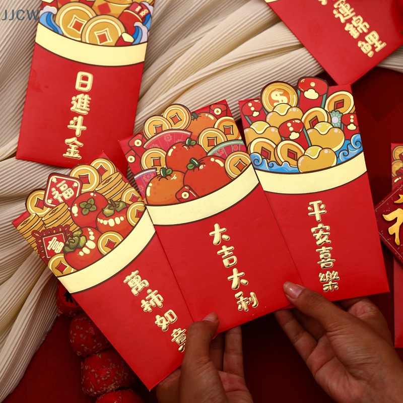 Bộ 6 Bao Lì Xì Năm Mới 2024 Ký Hiệu Bỏ Túi Hình Rồng Hoàng Đạo May Mắn Túi phong bì đỏ năm mới
