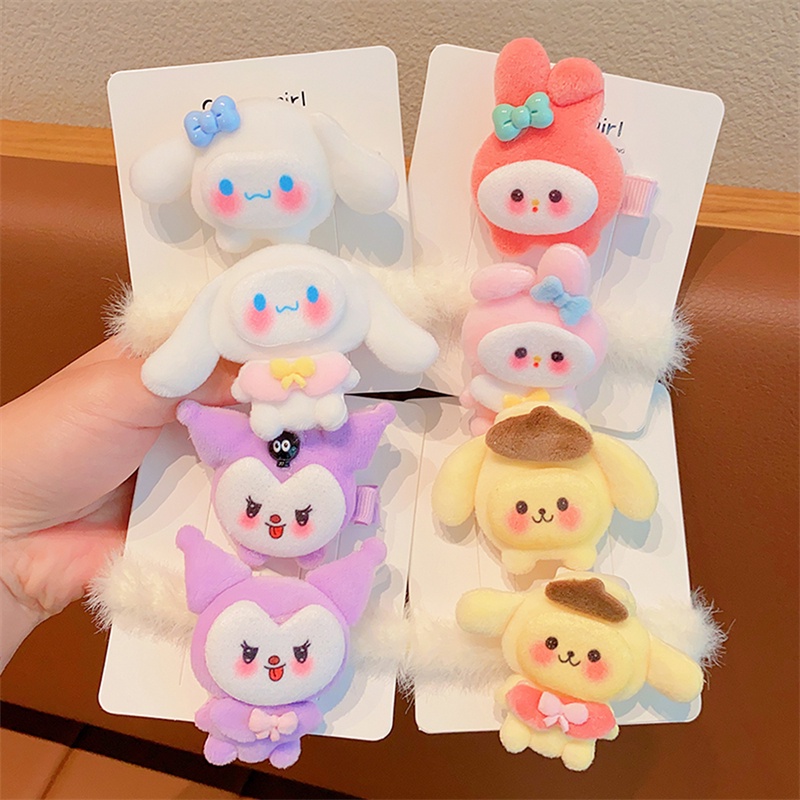 SANRIO 1 Kẹp Tóc Da Hình Chú Chó cinnamon Hoạt Hình Đáng Yêu Thời Trang Thu Đông Dành Cho Bé Gái