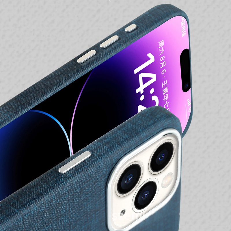 Phù Hợp Bao Da Điện Thoại Nắp Gập Từ Tính Phối Vải Cho iphone 15pro 14pro 13