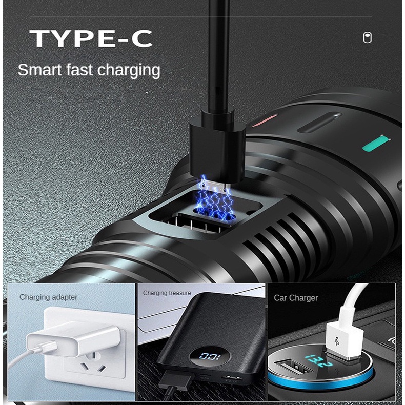 Đèn Pin 600w 18650 xhp360 Siêu Sáng Chống Thấm Nước Cắm Trại Tiện Dụng