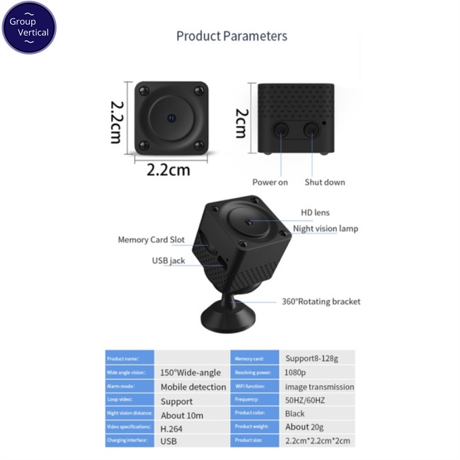 . 1 Bộ camera Hồng Ngoại mini f9 1080p hd wifi Có Chế Độ Nhìn Ban Đêm