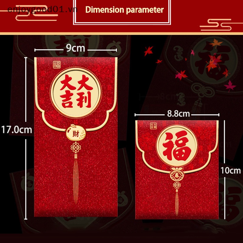 Set 6 Bao Lì Xì Năm Mới 2024 Họa Tiết Rồng Lấp Lánh Màu Đỏ May Mắn Làm Quà Tặng Cho Bé