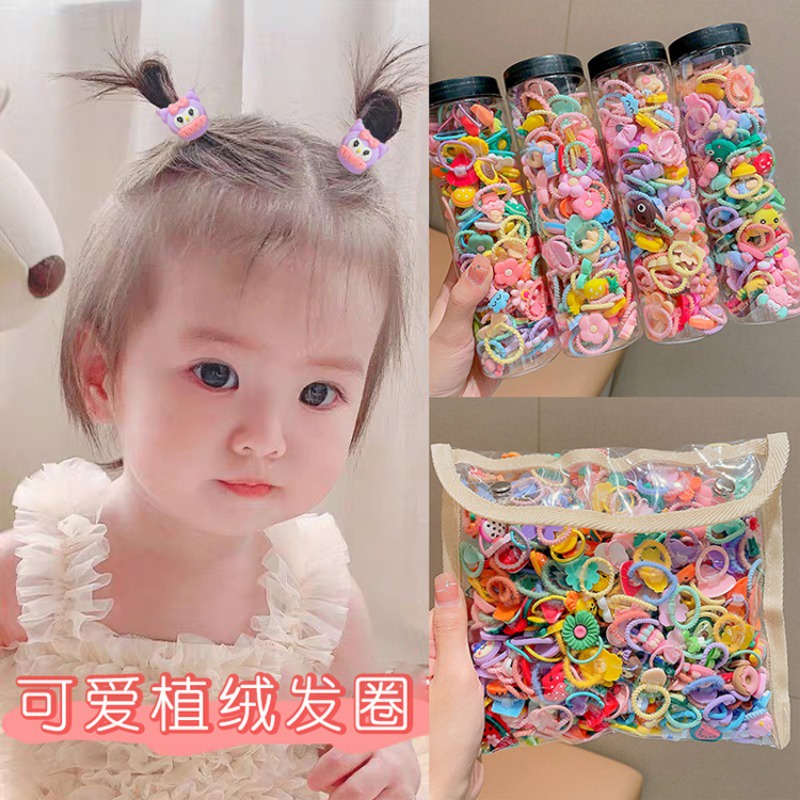 Set 20 Dây Buộc Tóc Cao Su Co Giãn Họa Tiết Hoạt Hình Phong Cách Hàn Quốc Cho Bé