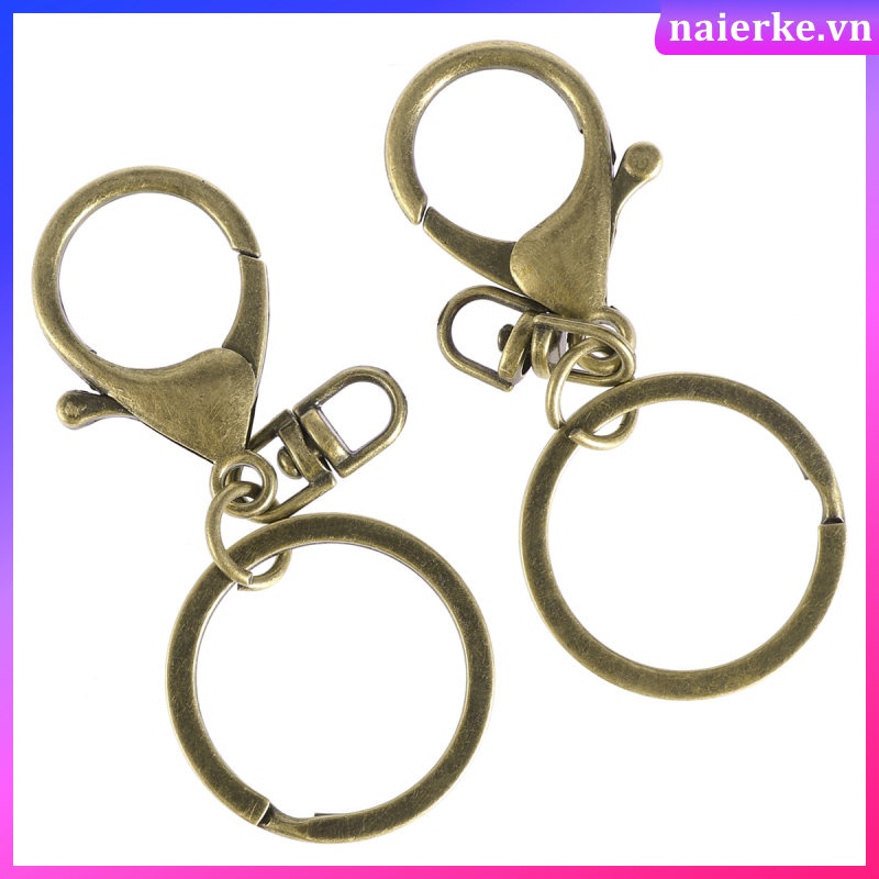 Set 2 Móc Khóa Hình Tôm Hùm + 2 Vòng Tròn Bằng Kim Loại