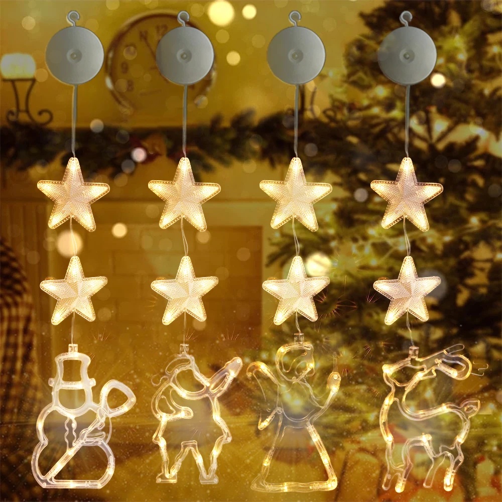 Dây Đèn led Hình Bông Tuyết / Ông Già Noel Trang Trí Giáng Sinh Năm Mới