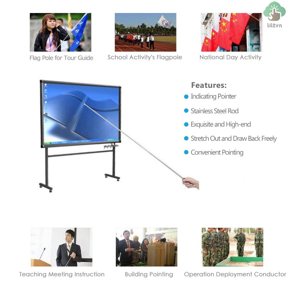 New 1.2 Meters Outdoor Flagpole Stainless Steel Telescopic Flag Pole for Teachers' Teaching Pointer Tour Guide Banner 47