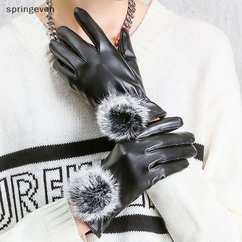Springeven Găng Tay Mùa Đông Giả Da Thỏ Có Thể Chạm Màn Hình Cảm Ứng Găng Tay Lái Xe Ngoài Trời Cho Nữ Rf