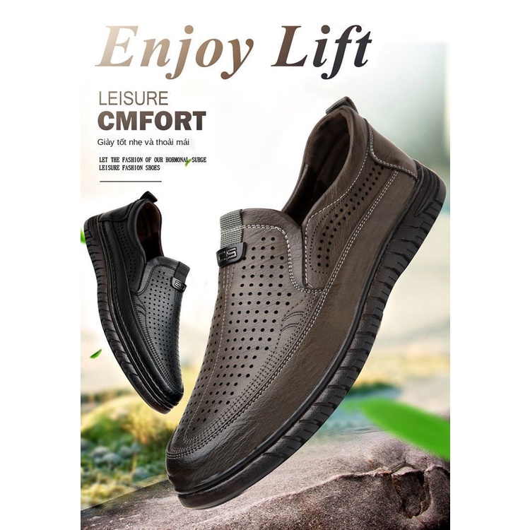 Giày Lười Da Thật Đế Mềm Thời Trang Cho Nam