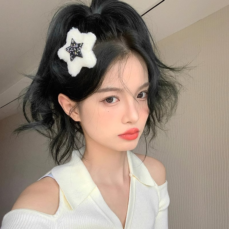 Kẹp Tóc Hình Ngôi Sao Bằng Lông Nhung Mềm Mại Dễ Thương Xinh Xắn
