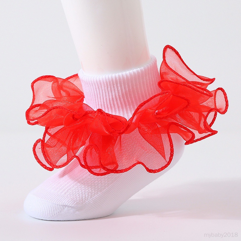 Vớ cotton Mềm Mại Chống Trượt Phối Ren Kiểu Công Chúa Dành Cho Bé Gái Sơ Sinh