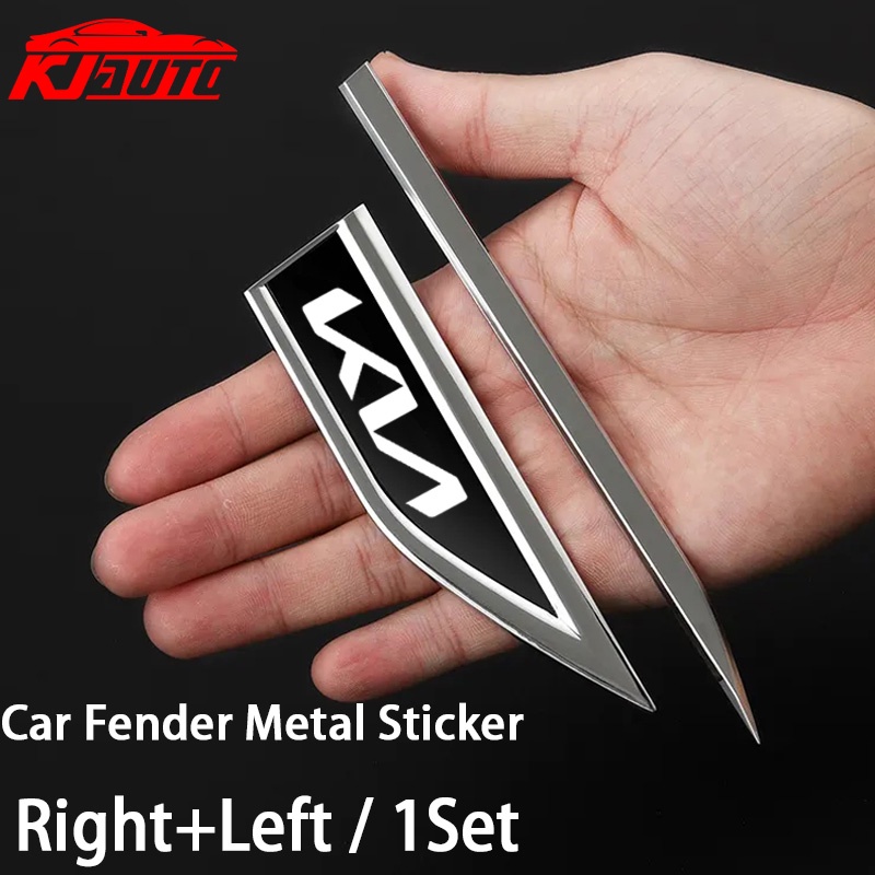 FENDER Miếng Dán logo 3d Bằng Thép Không Gỉ Trang Trí Cửa Xe Hơi kia gt line morning seltos k2 k3 k5 carens forte cerato soluto rio