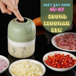Máy Xay Tỏi Ớt Mini Cầm Tay Dung Tích 250ml Siêu Tiện Lợi - Máy Xay Mini Màu Xanh Phiên Bản Mới Sử Dụng Pin Sạc 1200mAh