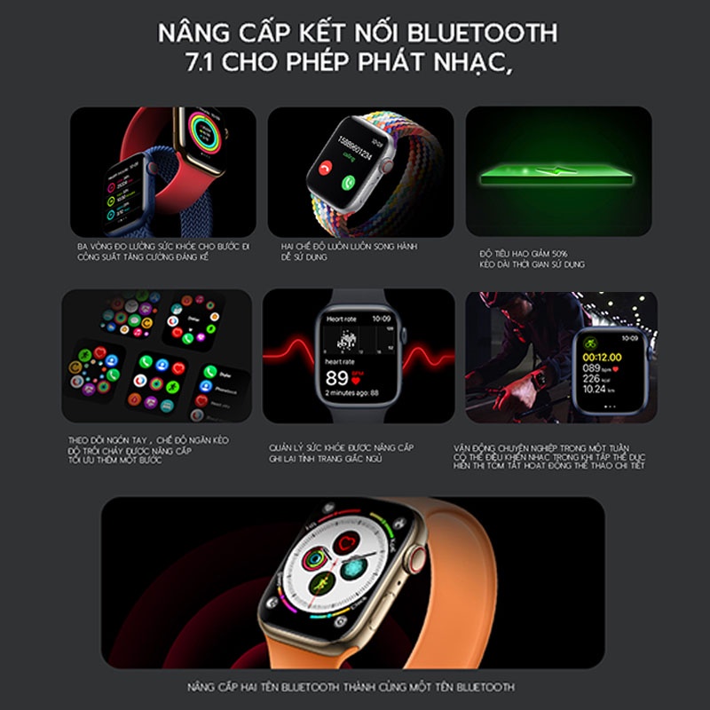 Đồng hồ thông minh T700s, Smartwatch Nghe gọi, Theo dõi Sức khỏe, Nhận thông báo dùng cho Nam nữ- BH 12 Thán