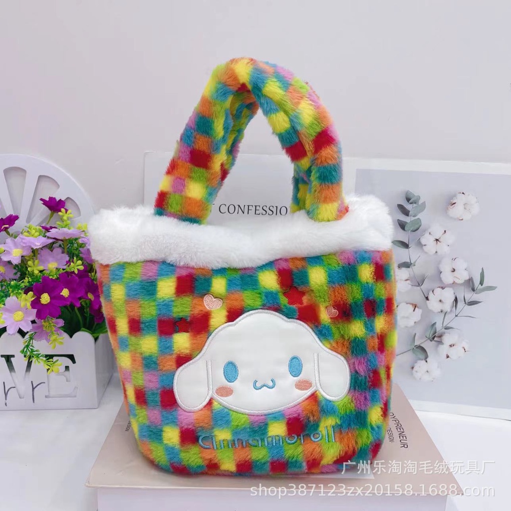 Kts sanrio kuromi mymelody cinnamon Nhồi Bông Xách Tay Thời Trang Sức Chứa Lớn
