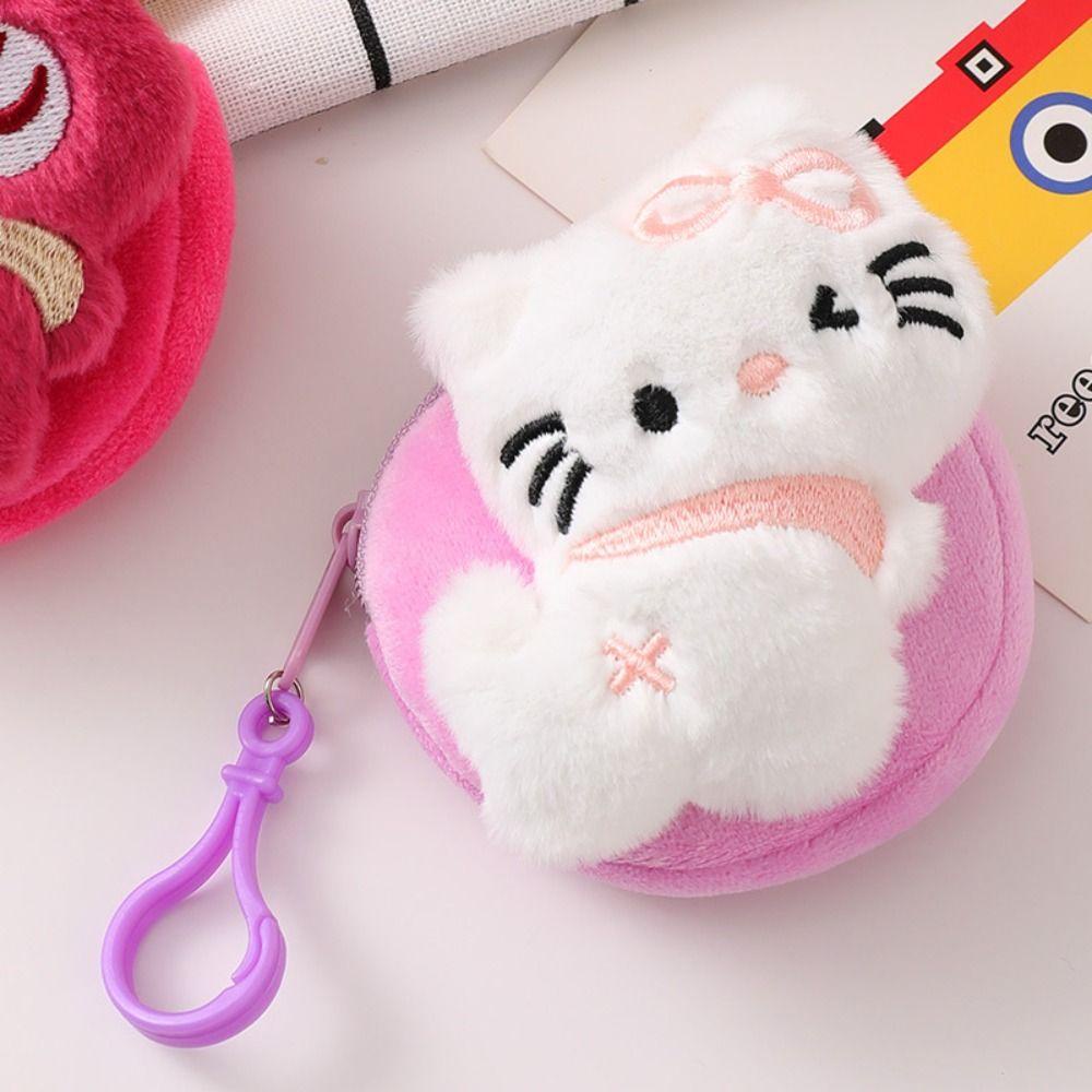 Ví Nhỏ Đựng Tiền Xu Đa Năng Hình Gấu Dâu Tây Kèm Móc Khóa Nhồi Bông Dễ Thương Cho Nữ Elm1