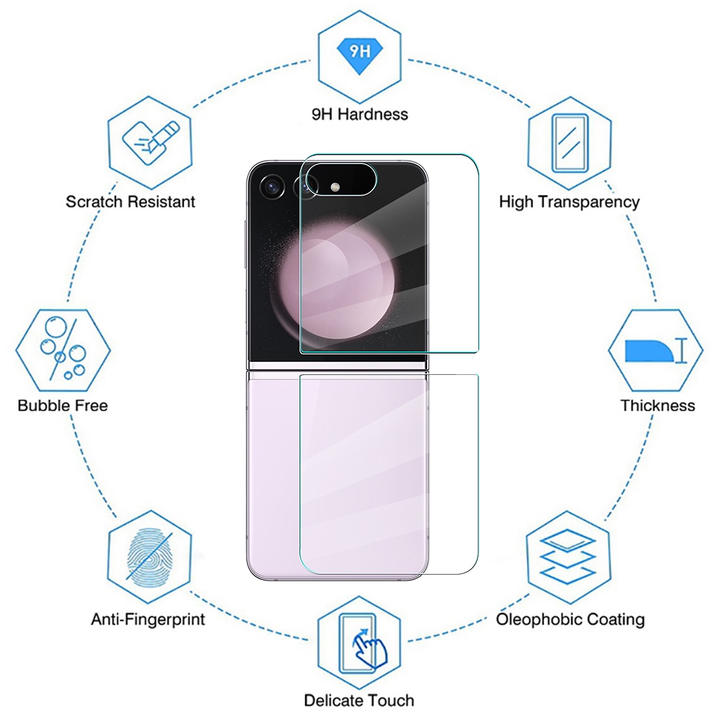 Set 2 Kính Cường Lực Bảo Vệ Màn Hình / Mặt Trước / Sau Chống Trầy Xước Cho samsung galaxy z flip 5