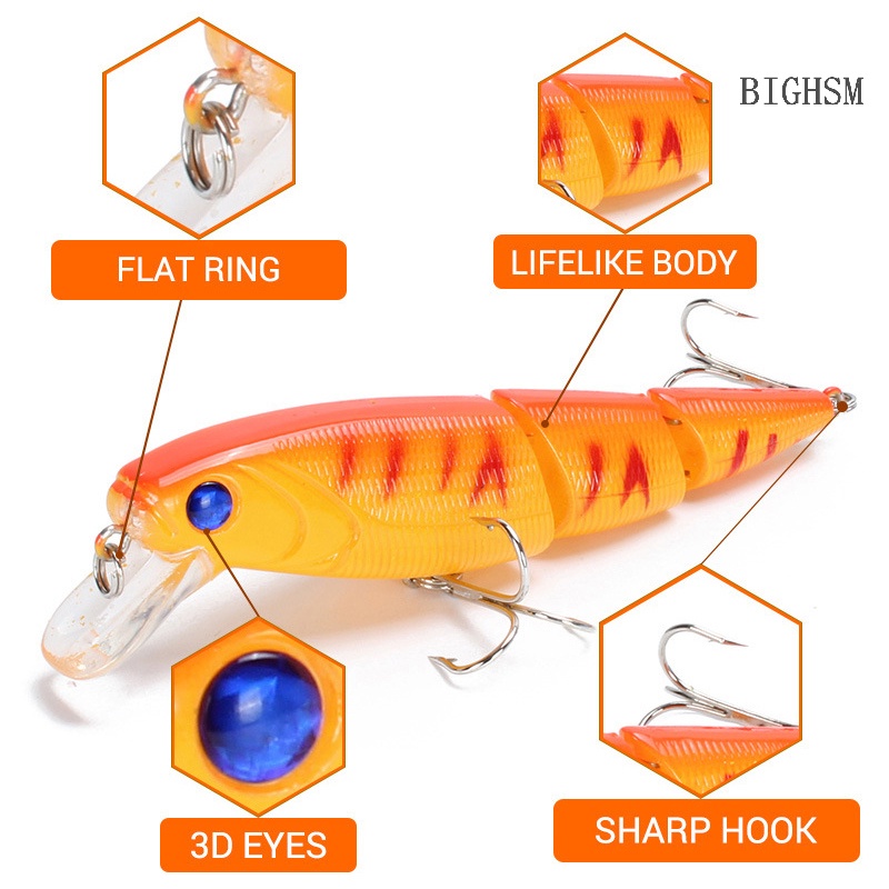 Bighsm Mồi Câu Cá Giả Bằng Nhựa Cứng Ba Phần Khác Nhau luya Batik Giống Mồi Dụ Cá skk
