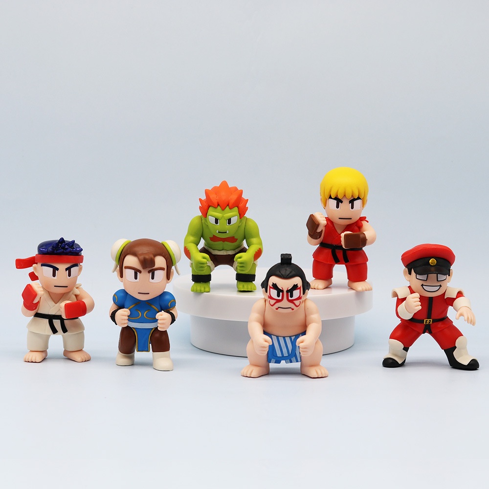 Bộ 6 Mô Hình Búp Bê Chiến Đấu sf street fighter Phiên Bản q ryu ken chun li honda Blanca vega