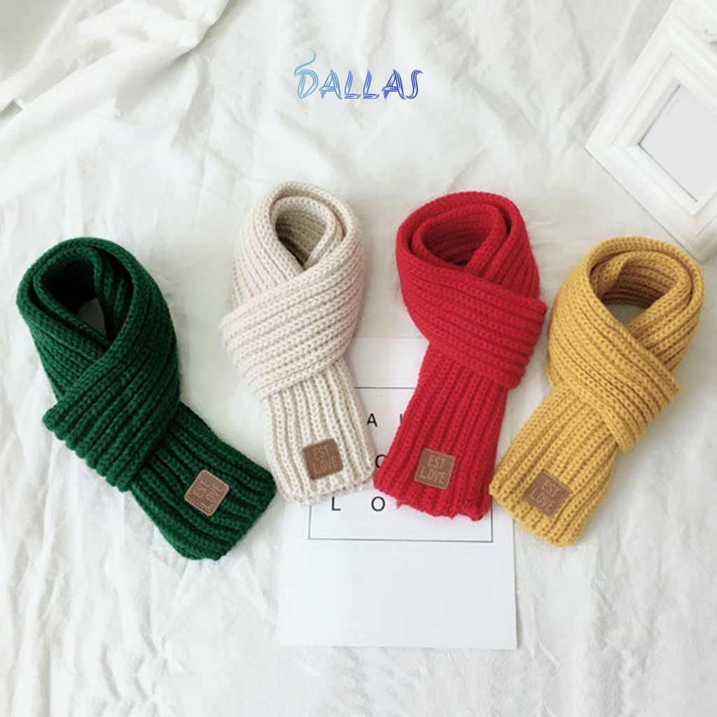 Khăn Choàng Cổ Dệt Kim Dày Dặn Mềm Mại Co Giãn Giữ Ấm Chống Lạnh Màu Trơn Chống Co Giãn Giữ Ấm Mùa Đông Cho Bé