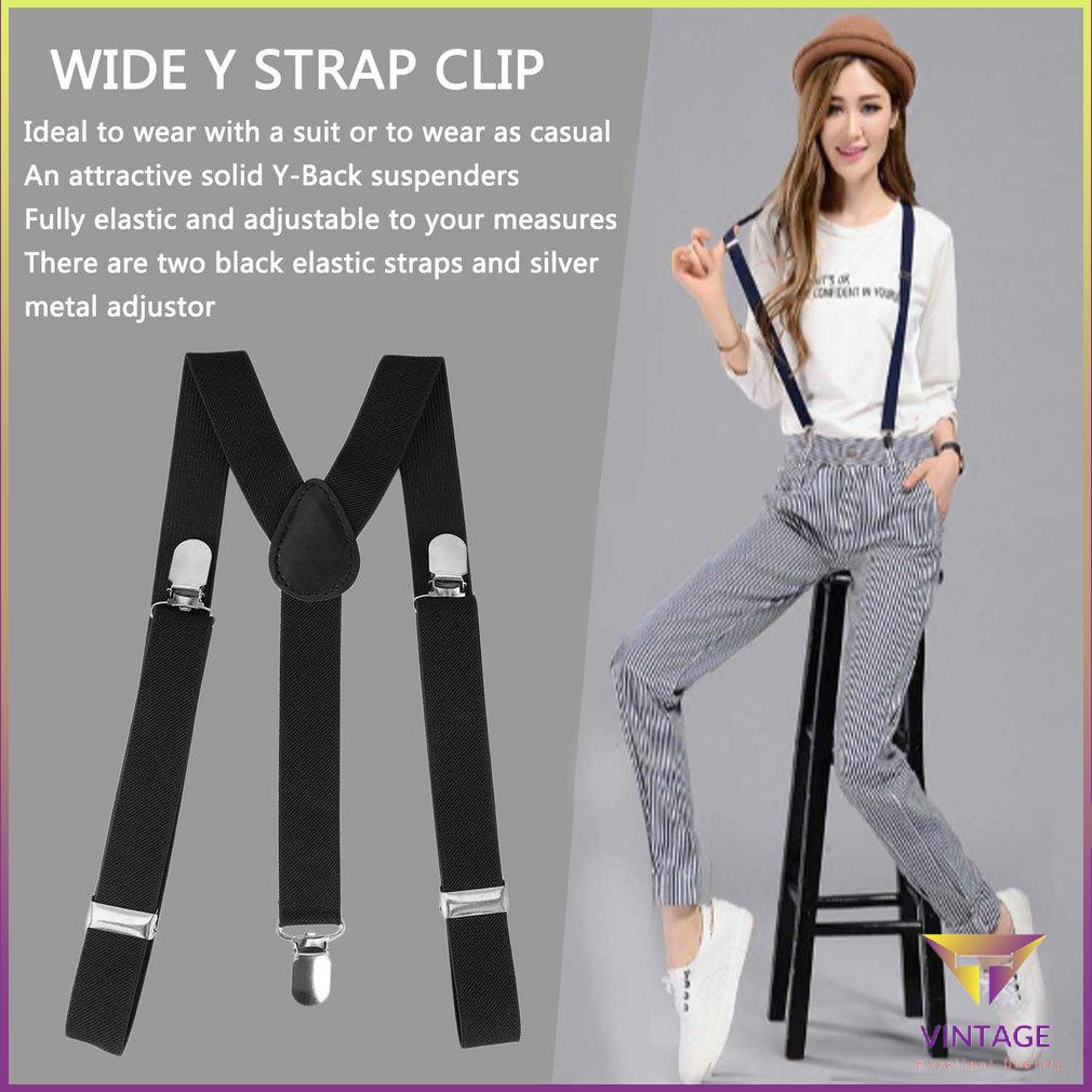 Adjustable Brace Clip-on Unisex Pants Elastic Child Y-back Suspender-Y Black
