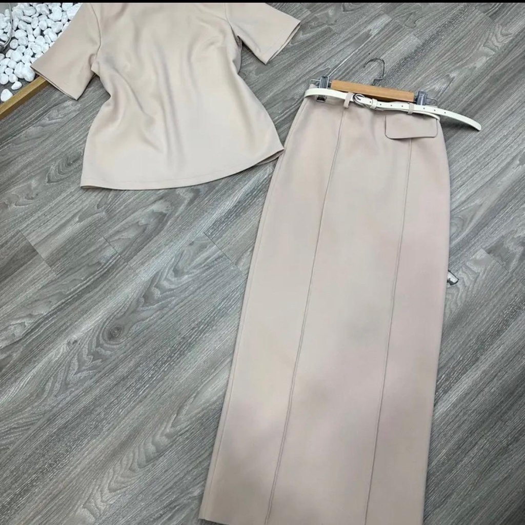 Set Áo Ngắn Tay Chân Váy Dáng Dài TKCC ASHYLEY