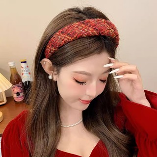 Red Holiday Headband Sang Trọng Mũ 2025 Phong Cách Mới Phụ Kiện Tóc Nữ Phụ Kiện Thời Trang