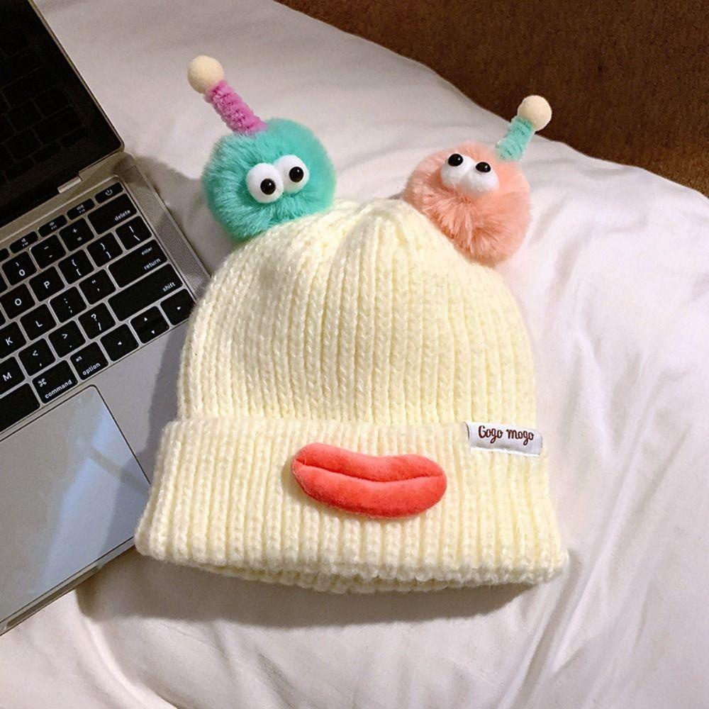 Mũ Len beanie Hình Xúc Xích Hoạt Hình Vui Nhộn Màu Kẹo Ngọt Thời Trang Thu Đông