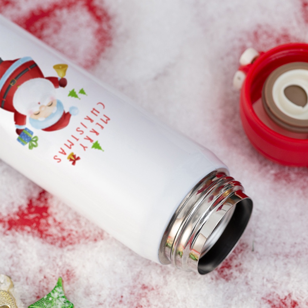 Cốc giữ nhiệt Giáng sinh 500ml Chai nước chân không bằng thép không gỉ có nắp Nai sừng tấm Santa Thermos Cup Quà tặng Giáng sinh Trang trí Giáng sinh Quà tặng năm mới