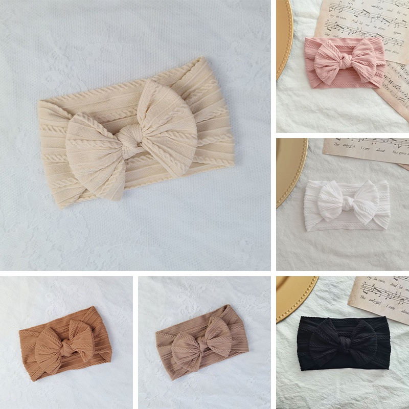 Băng Đô Vải nylon Co Giãn Đính Nơ Xinh Xắn Cho Bé Gái