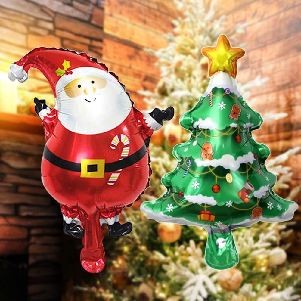 Muvako Bộ 5 Bong Bóng Màng Nhôm Hình Ông Già Noel / Cây Thông Giáng Sinh 2023 Dùng Trang Trí Tiệc Giáng Sinh
