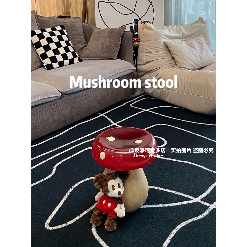 Villain Ghế Đẩu Để Bàn Trang Trí Phòng Ngủ / Quán Cà Phê Hình Nấm Có Thể Thay Đổi Màu Đỏ Dễ Thương
