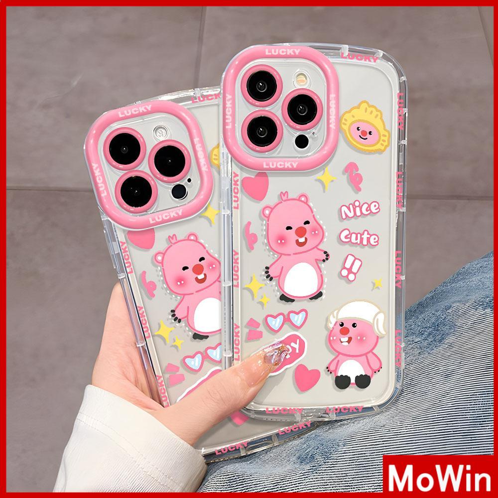 Mowin - Ốp lưng Ốp điện thoại Ốp iphone 15 pro max iPhone 15 Pro Max Vỏ iPhone Sáng Bóng Trong Suốt Túi Khí Chống Sốc Mềm TPU Hoạt Hình Dễ Thương Ong Hải Ly Tương Thích Với iPhone 14 Pro Max 13 Pro Max 12 11 XR XS 7Plus 8Plus