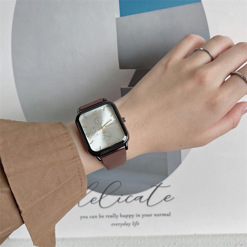 Đồng Hồ Đeo Tay Mặt Vuông Lớn Thời Trang Cho Nữ