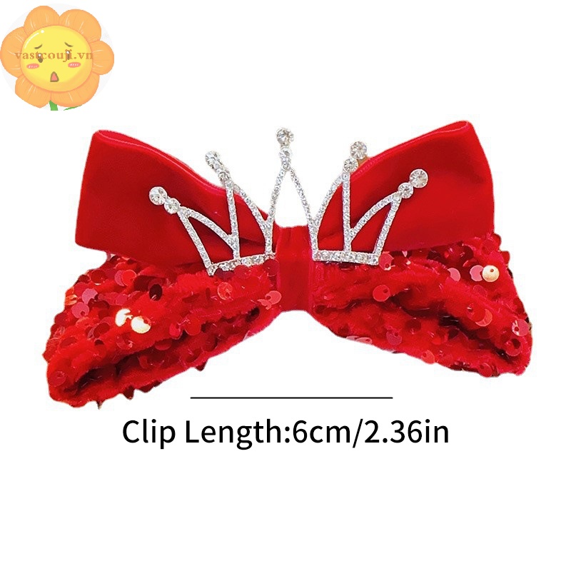 Vastji Kẹp Tóc Hình Vương Miện Nhung Đỏ 3d Phong Cách Trung Hoa Xinh Xắn Cho Nữ vn