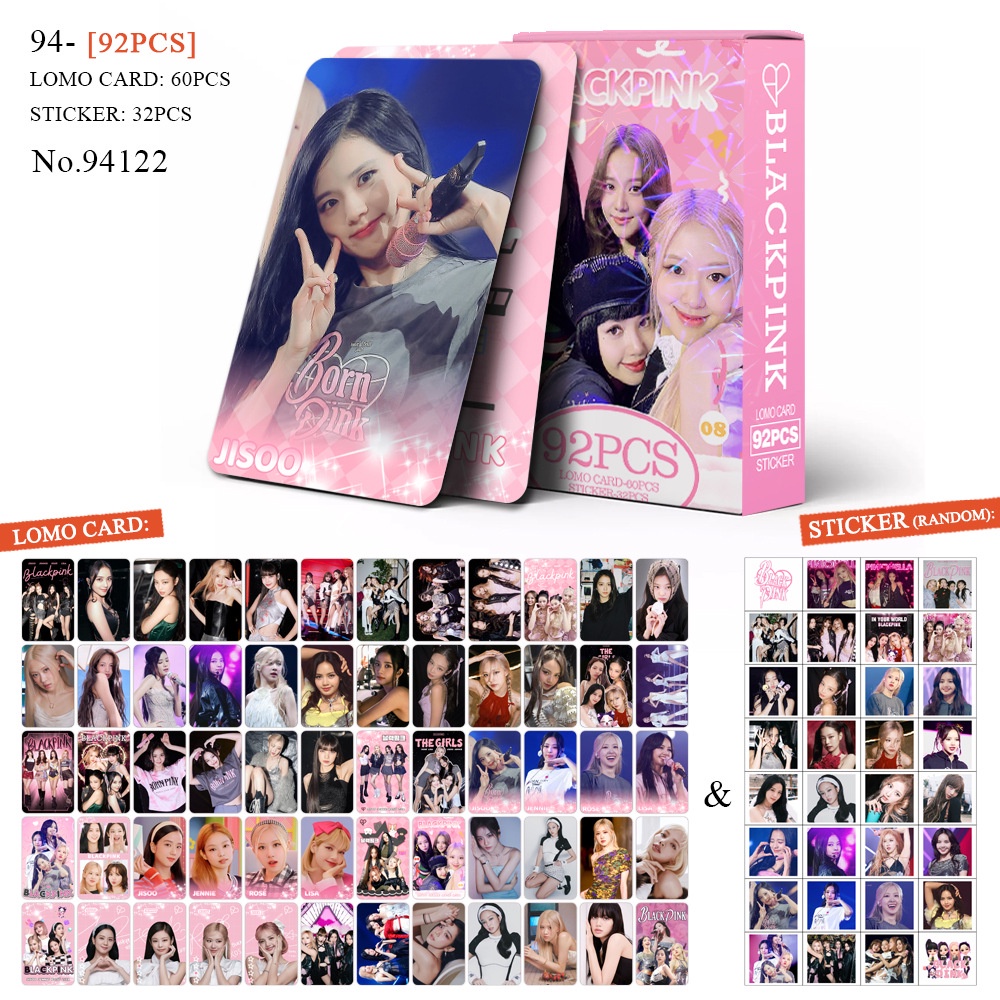 BLACKPINK Photocard Lisa Rose Jennie Lomo Card thẻ 60 chiếc + nhãn dán 32 chiếc