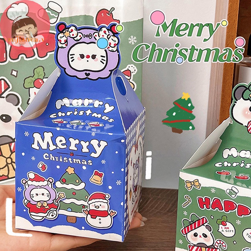 Hộp Giấy Đựng Bánh Quy / Kẹo / Quà Giáng Sinh Di Động In Họa Tiết Hoạt Hình yanca