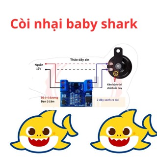Còi Nhại Baby Shark Cho Xe Máy - Âm Thanh Vui Nhộn Cho Wave, Sirius, Exciter, Winner, Vision, Dễ Dàng Lắp Đặt
