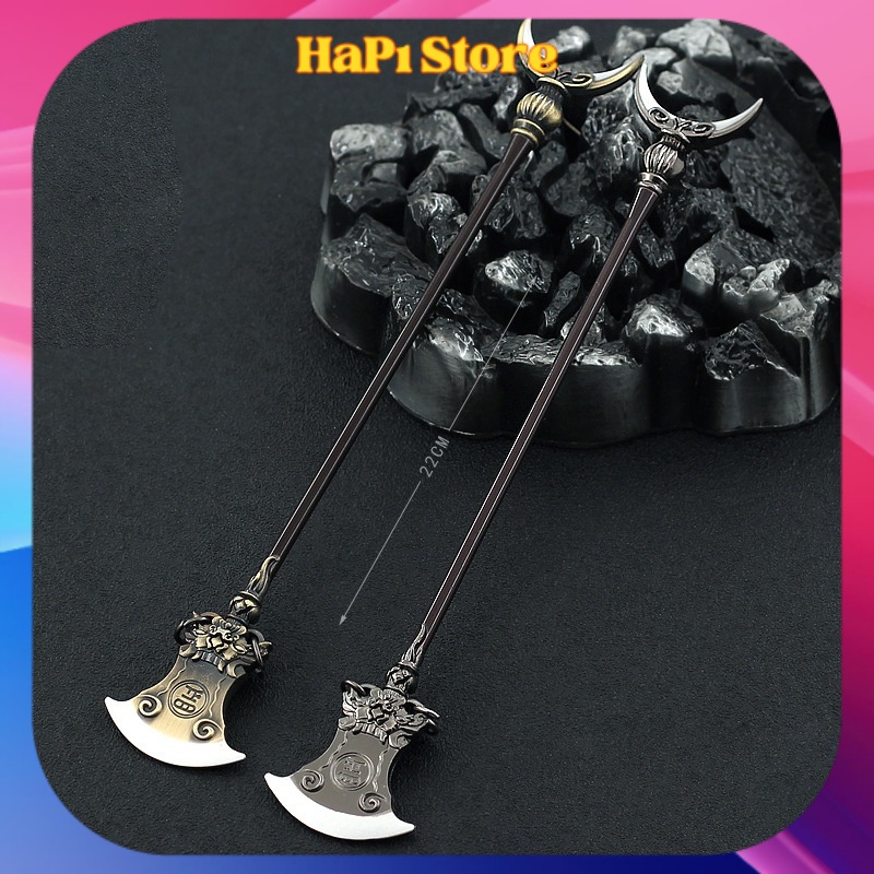 Mô hình Nhật Nguyệt Quyền Trượng của Lỗ Trí Thâm dài 22cm bằng Kim Loại Cao Cấp Siêu Đẹp mô hình Tam Quốc Diễn Nghĩa