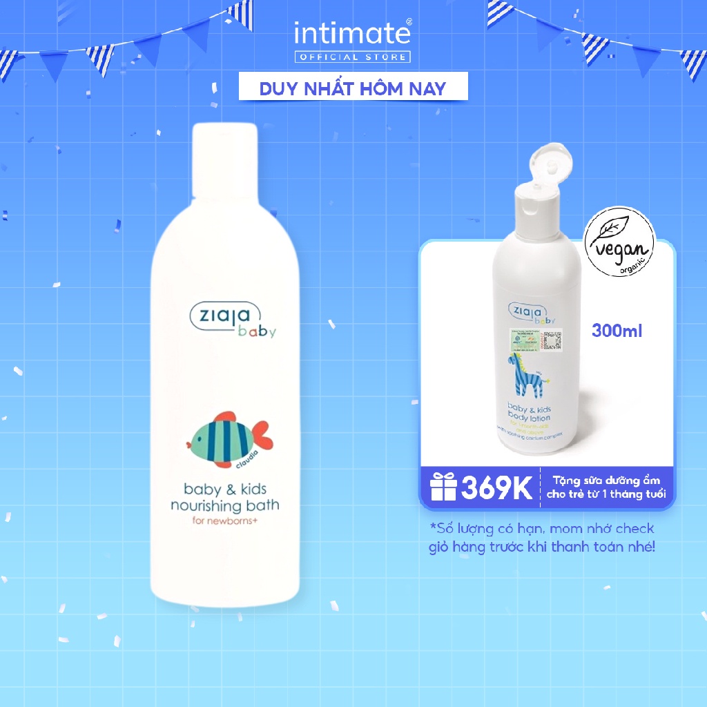 Dầu Tắm Cho Trẻ Từ 1 Ngày Tuổi Baby & Kids Lubricating Bath Ziaja Baby Làm Sạch Da Nhẹ Nhàng Cho Bé 370ml