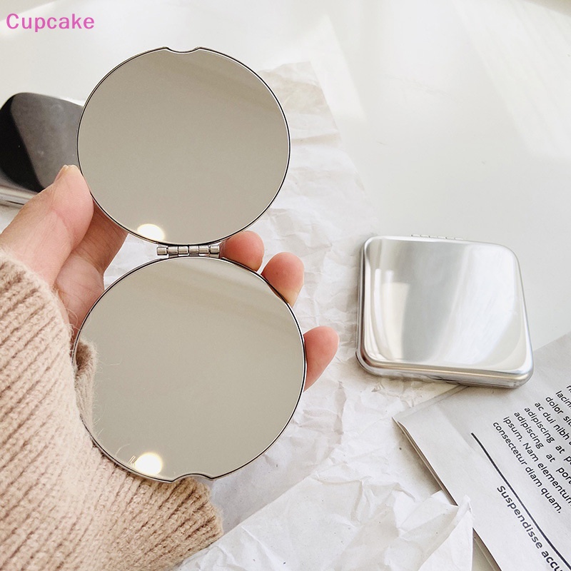 1 Gương Trang Điểm Cầm Tay Bằng Thép Không Gỉ Thiết Kế Hai Mặt Tiện Dụng