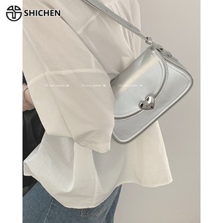 Shi chen Túi Đeo Chéo Vai Có Khóa Nam Châm Thiết Kế Hình Trái Tim Phong Cách Pháp Cao Cấp Thời Trang Cho Nữ