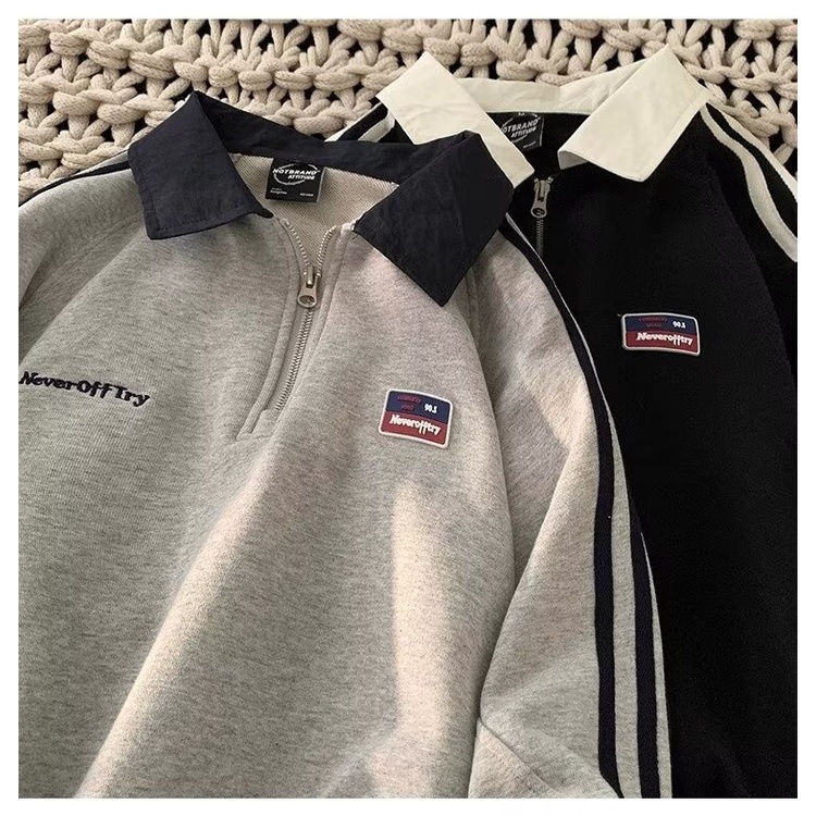 Áo hoodie polo Tay Dài Thêu Chữ instagram Phong Cách Hàn Quốc Thời Trang Thường Ngày Dành Cho Nam Và Nữ
