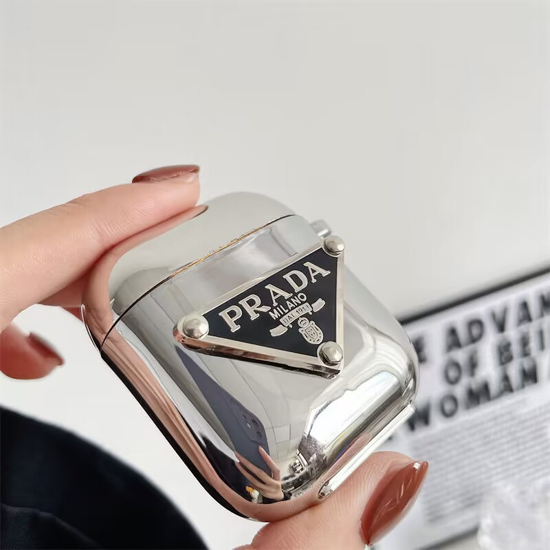 Thời Trang Vỏ Bảo Vệ Hộp Sạc Tai nghe không dây airpods pro gen 2 1 2 3 pro Màu Bạc Ánh Kim Có Móc Khóa