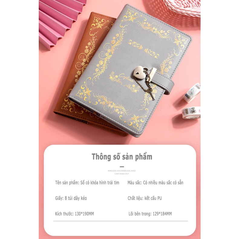 Sổ mã có khóa, khóa da nhật ký A6, khóa du lịch dành cho nữ và sinh viên đại học