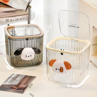 Dễ thương thùng rác để bàn trong suốt cỡ nhỏ có nắp đậy tiện dụng