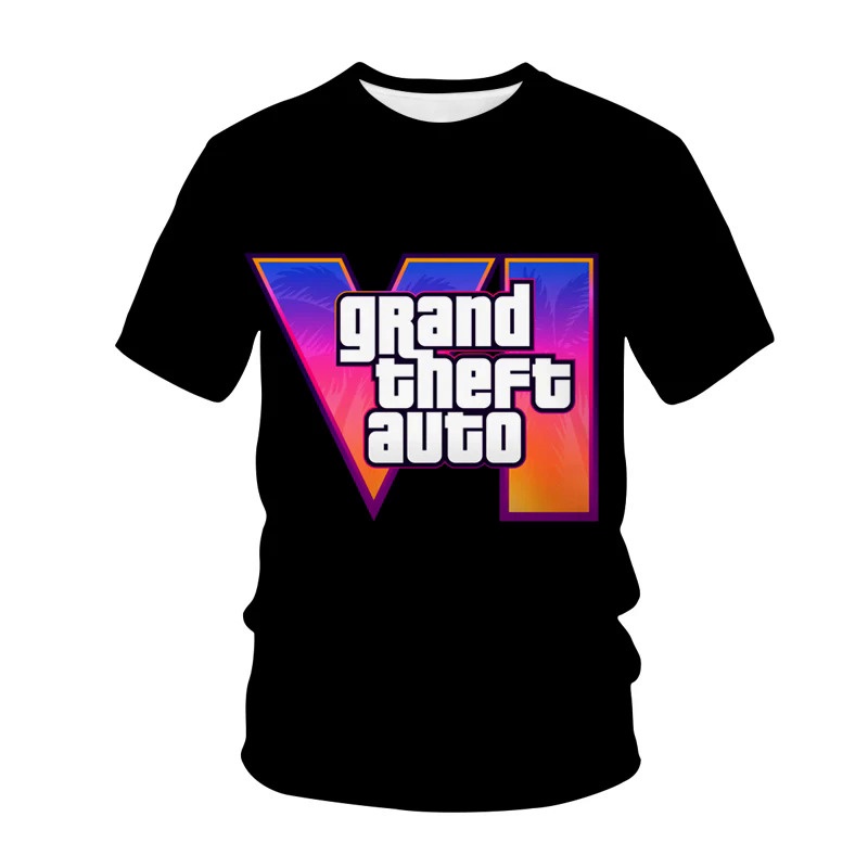 Grand Theft Auto GTA 6 Áo Thun Game 3D In Dạo Phố Nam Nữ Thời Trang Quá Khổ Áo Trẻ Em Tee Áo Nam Quầ