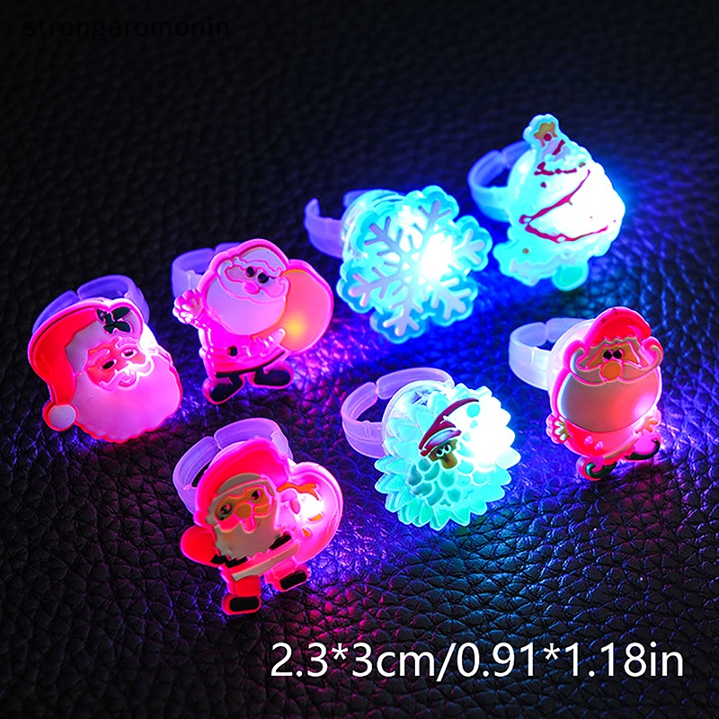 Bộ 5 Nhẫn Hình Ông Già Noel Phát Sáng Dễ Thương Trang Trí Cây Thông Giáng Sinh