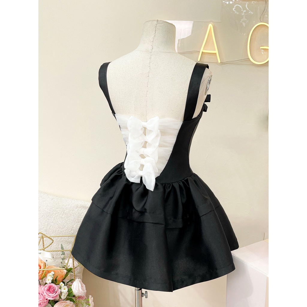 Đầm dây nhấn nơ sau dáng xòe ngắn xinh 𝑴𝒂𝒏𝒈𝒂 𝑫𝒓𝒆𝒔𝒔- BAGEO